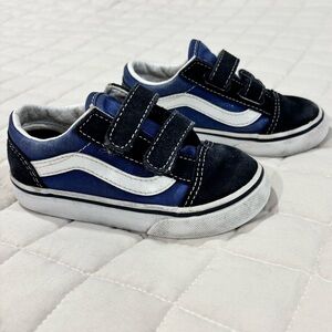 Vans Toddler Old Skool V Shoe Blue Black and White Sneakers Toddler 8